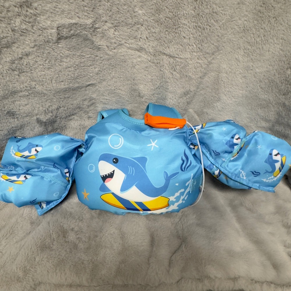 Moko Kids Swim Arm Band Float Vest Safety‎ Buoyancy Aid Shark Design Blue